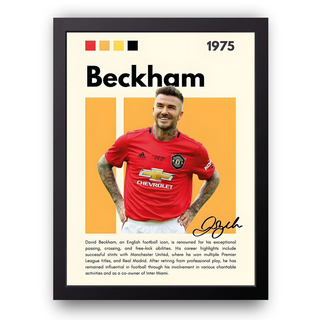 Beckham football poster in black frame