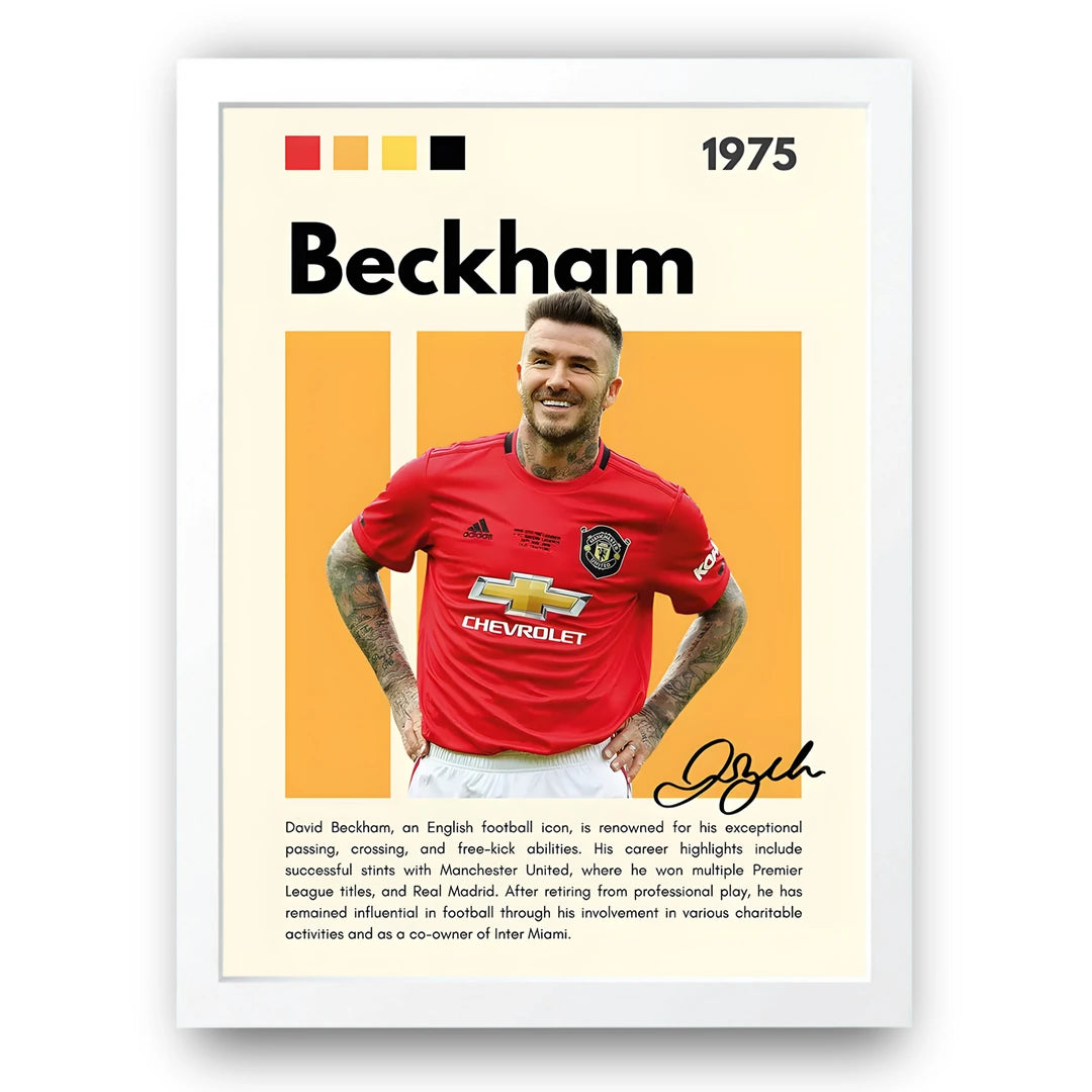 Beckham football poster in white frame