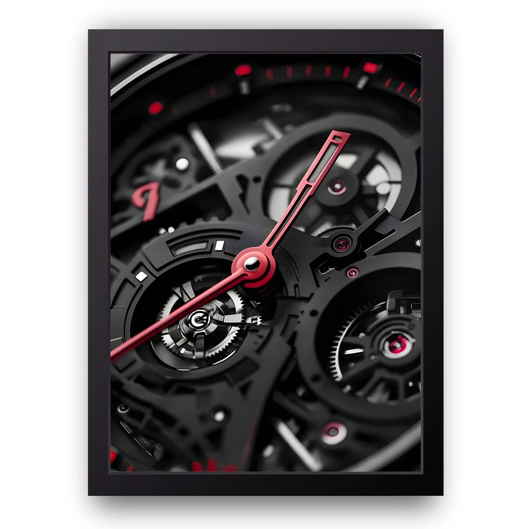 Watch Movement art poster in black frame