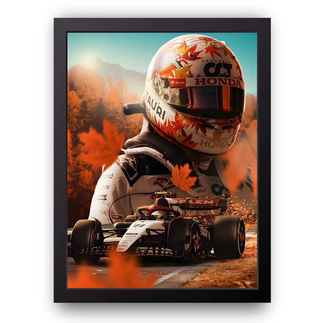 Autumn Grand Prix sport poster in black frame