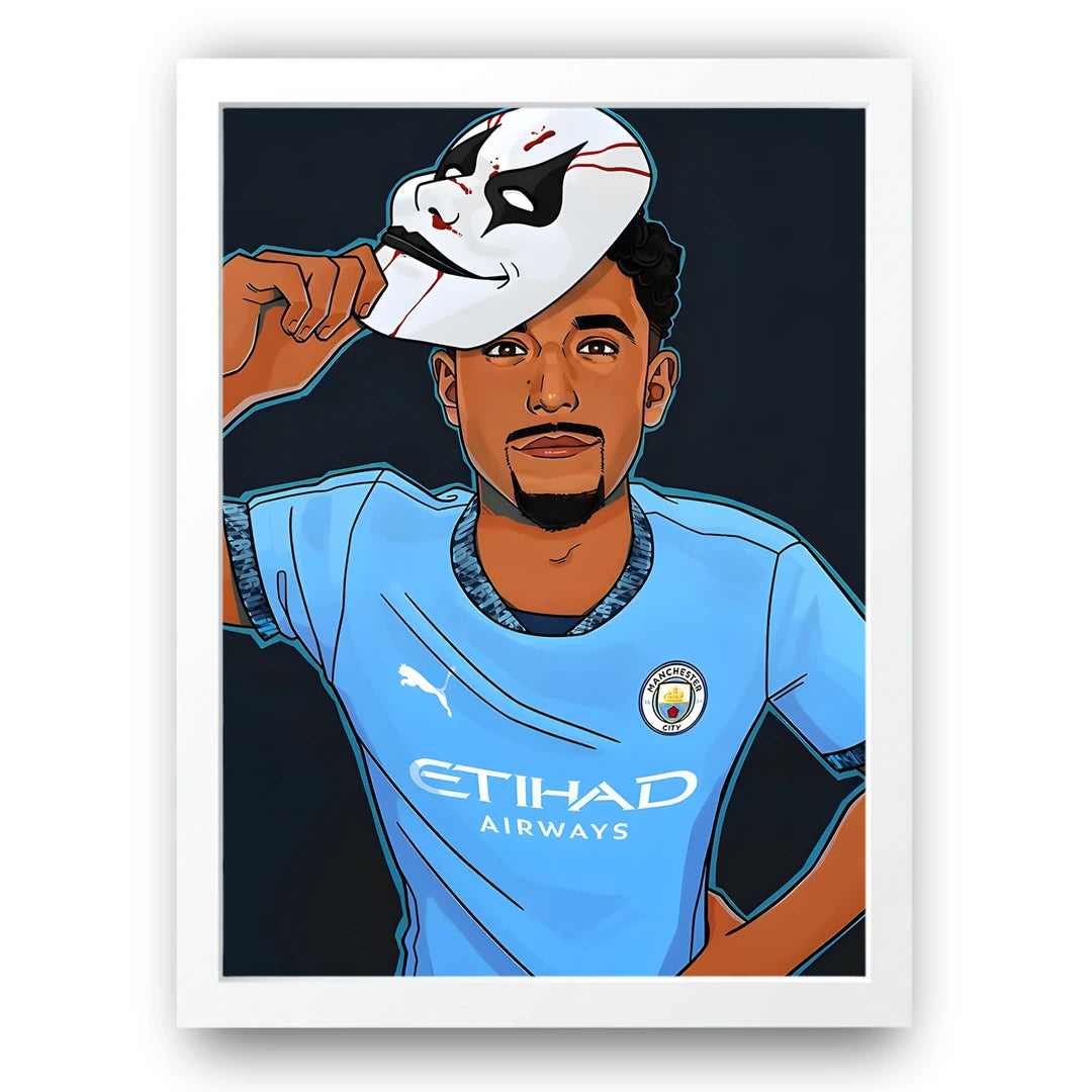 Masked Celebration football poster in white frame