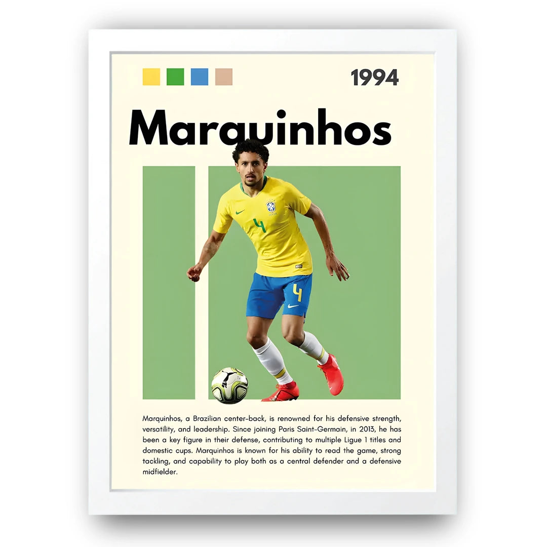 Marquinhos football legend poster in white frame