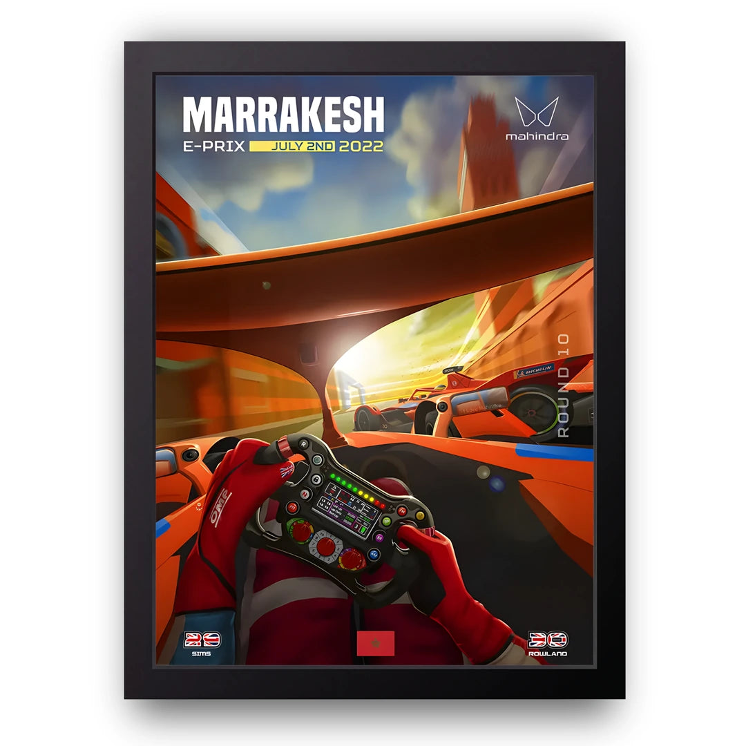 Marrakesh E-Prix sport poster in black frame
