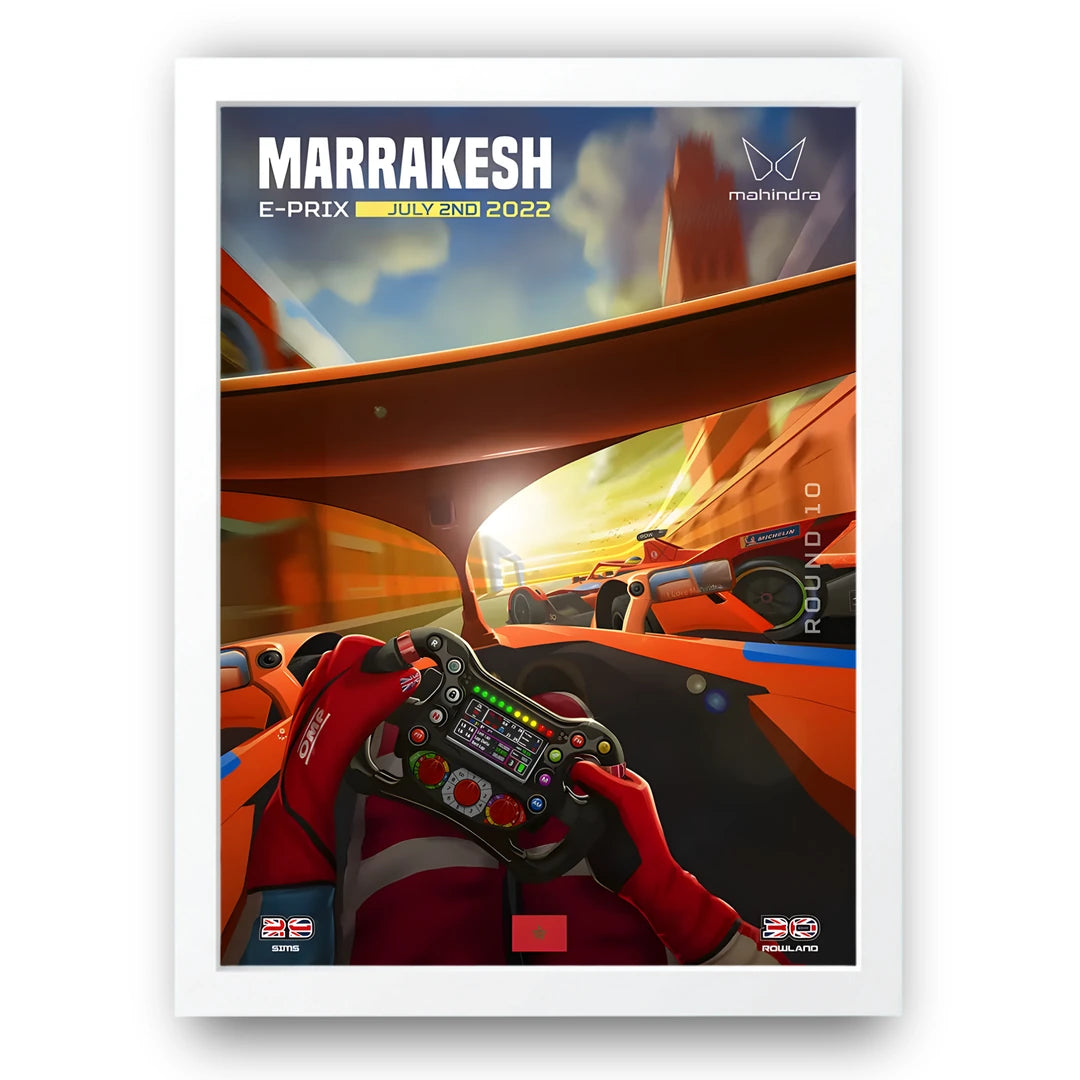 Marrakesh E-Prix sport poster in white frame