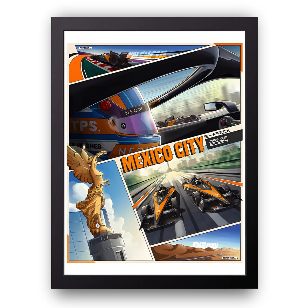 Mexico E-Prix Angel sport poster in black frame