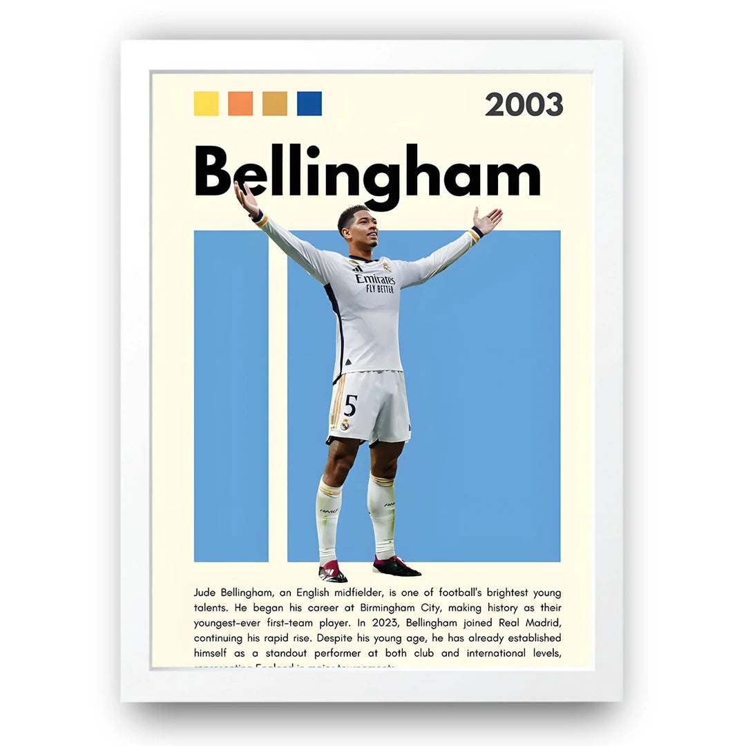 Bellingham football poster in white frame