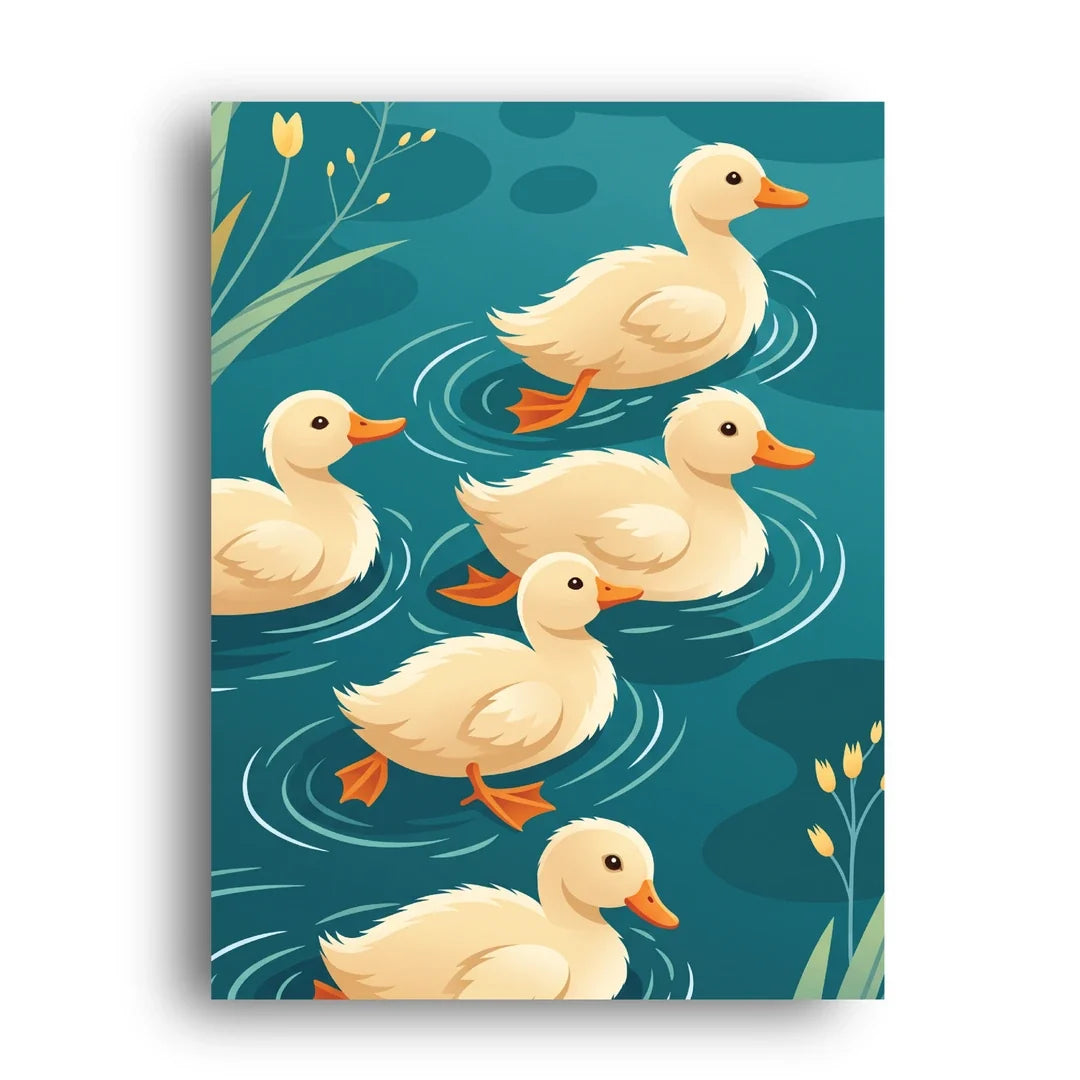 Ducklings swimming poster unframed 350gsm paper