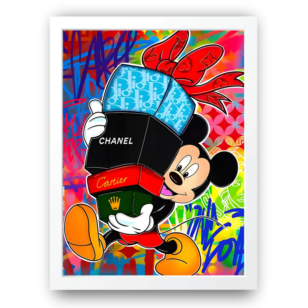 Luxury Mouse cartoon poster in white frame