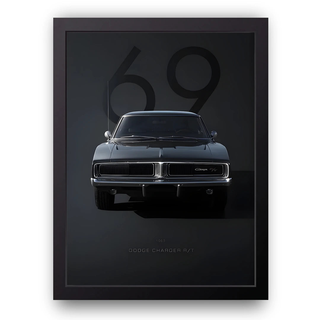 Charger Sixty Nine car poster in black frame
