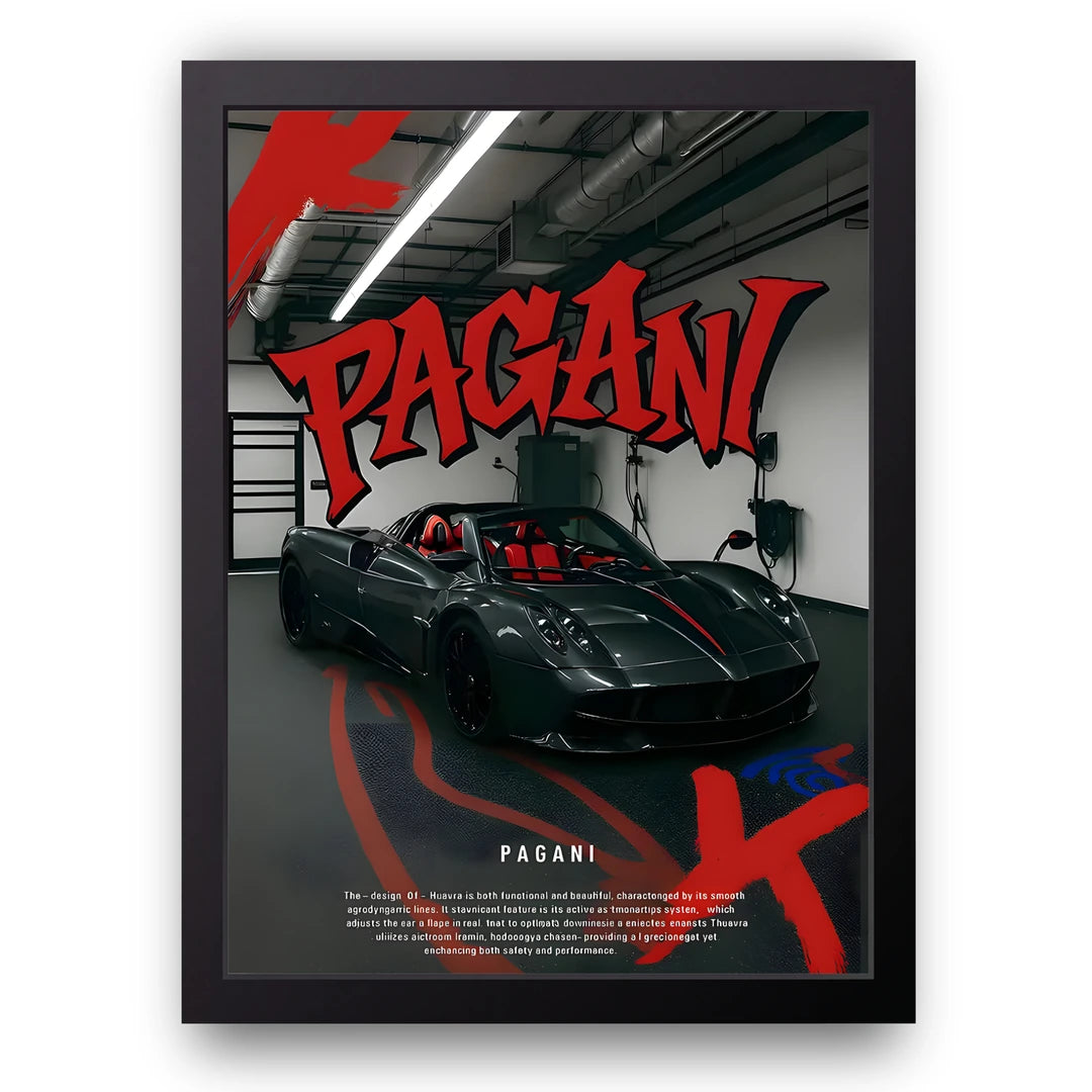 Huayra Graffiti car poster in black frame