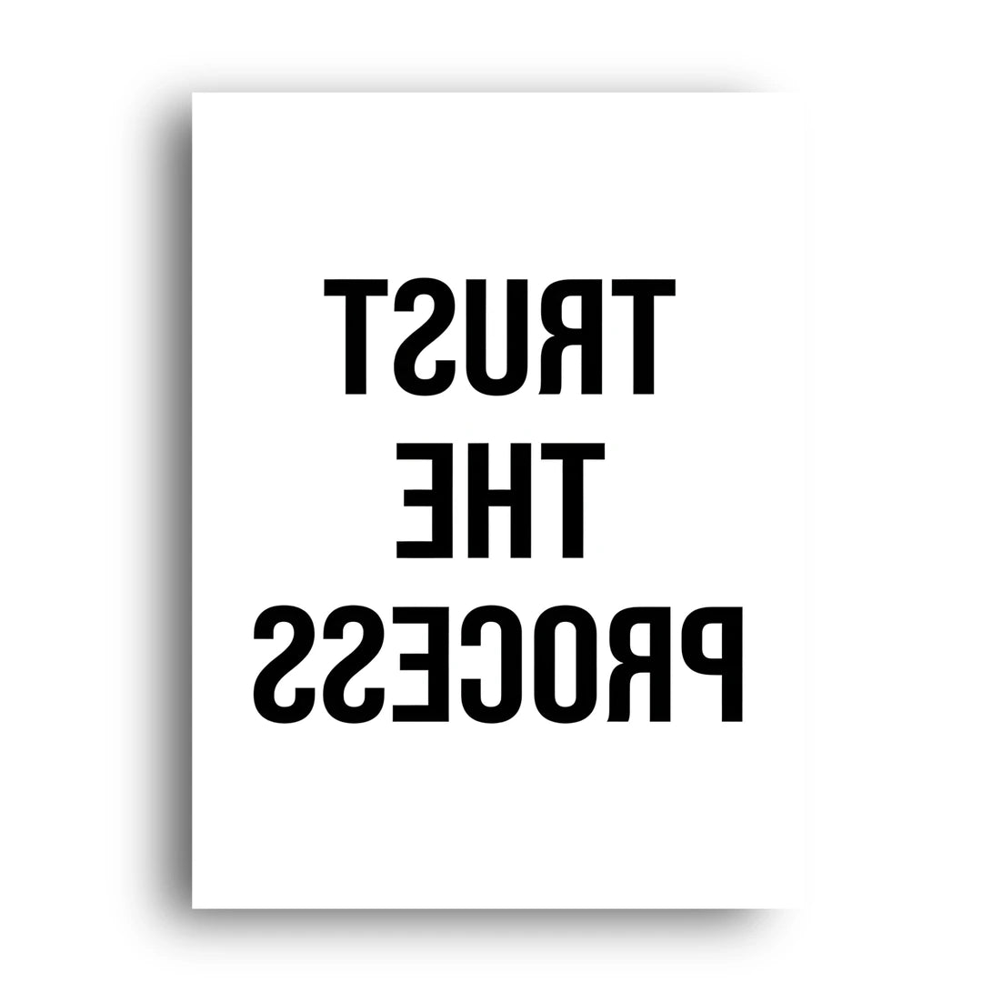 Trust The Process Mirrored quote poster unframed 350gsm paper