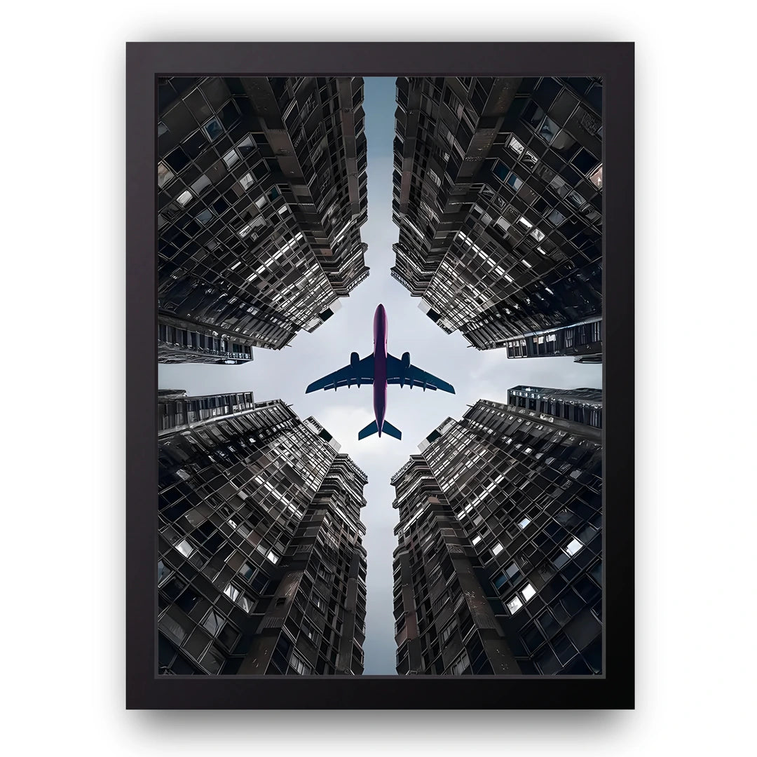 Between The Blocks art poster in black frame