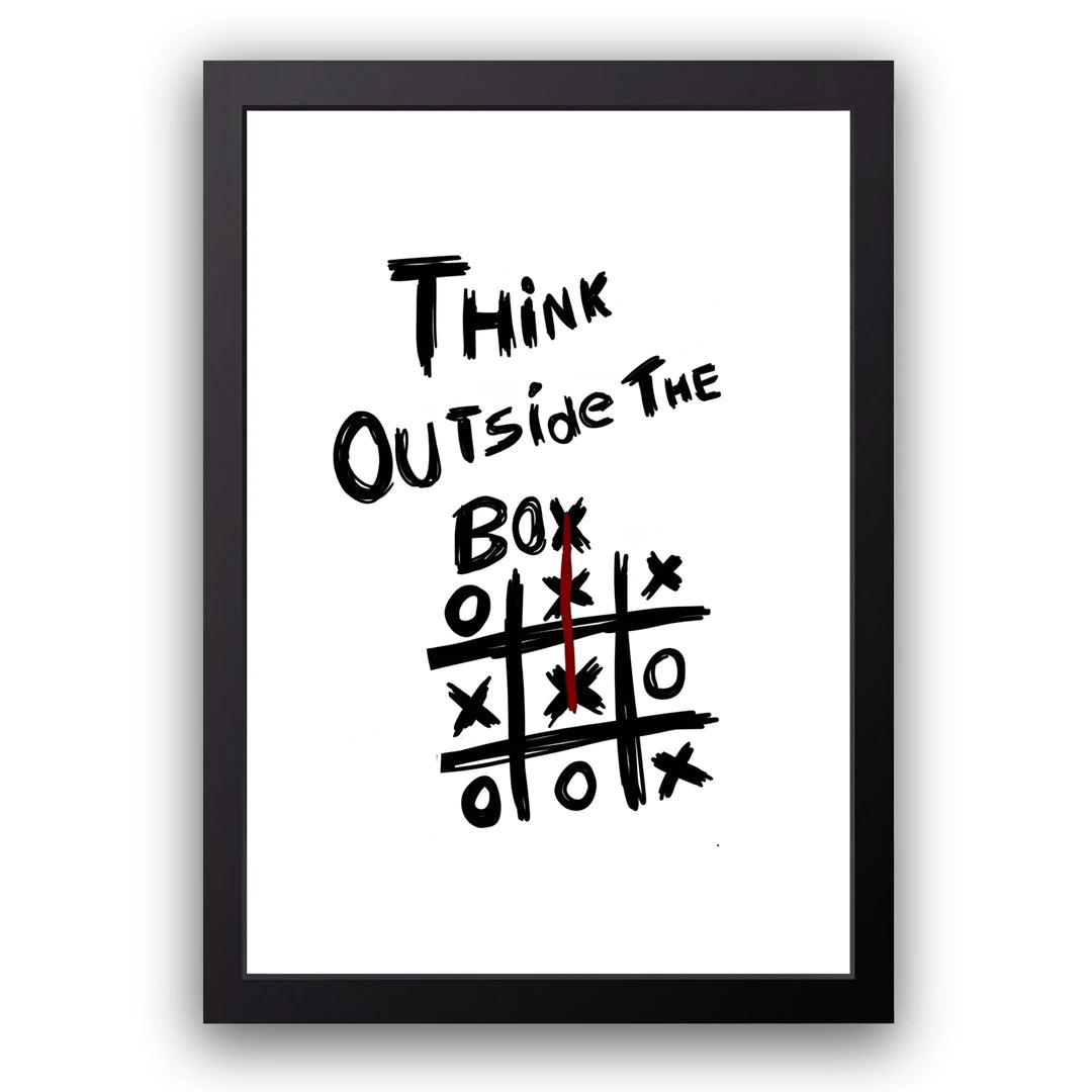 Think Outside The Box quote poster in black frame