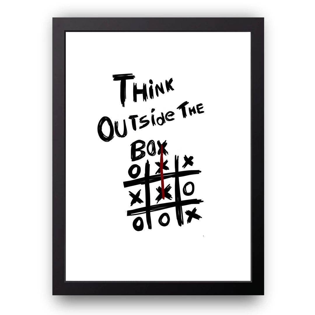 Think Outside The Box quote poster in black frame