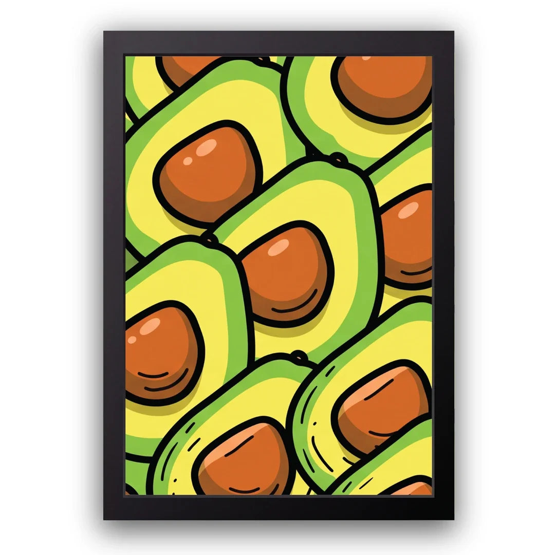 Avocado pattern poster in black frame