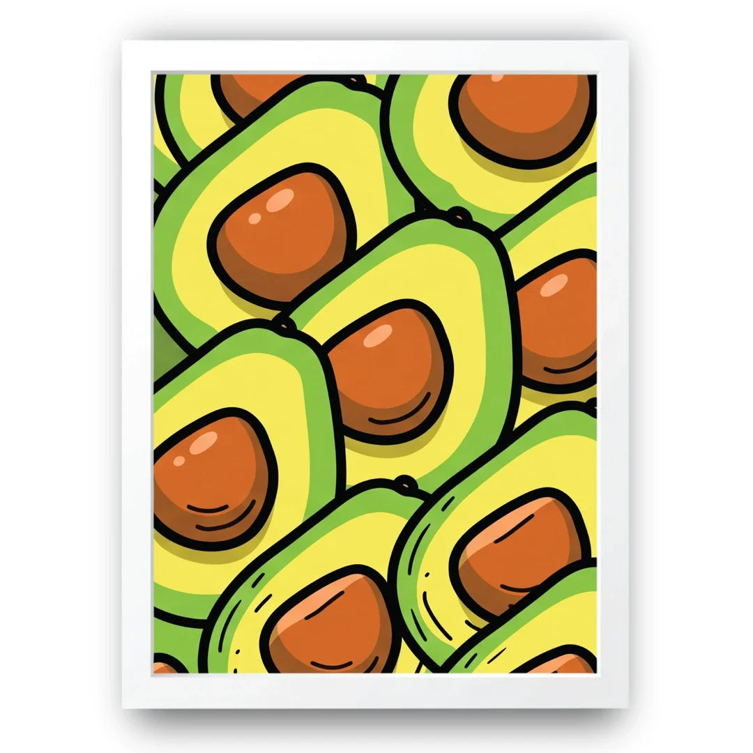 Avocado pattern poster in white frame
