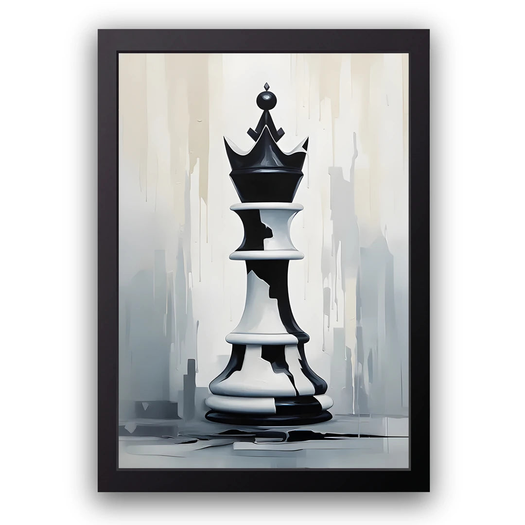 King's Gambit chess art poster in black frame