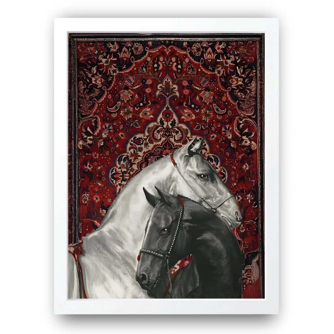 Carpet Horses animal poster in white frame