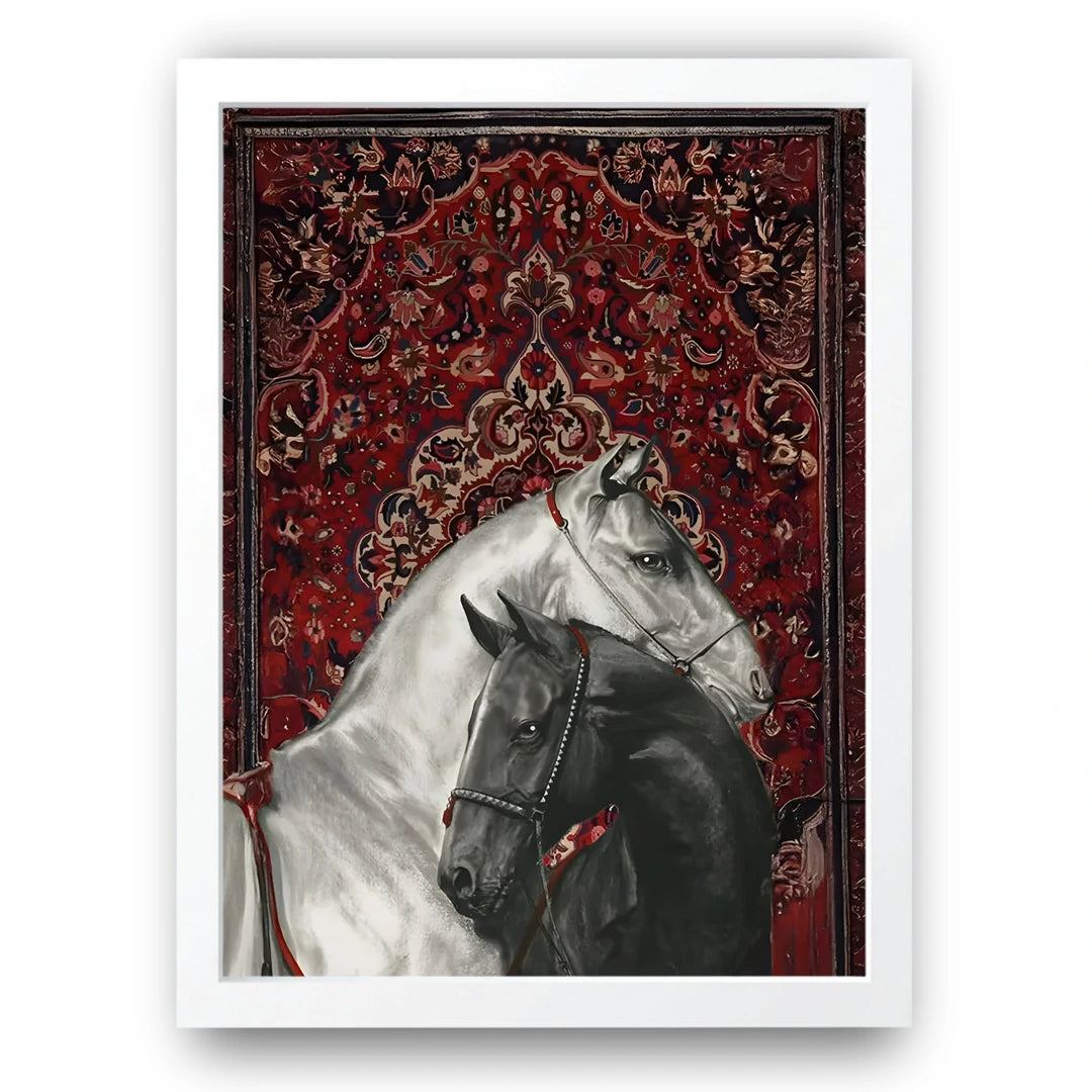 Carpet Horses animal poster in white frame