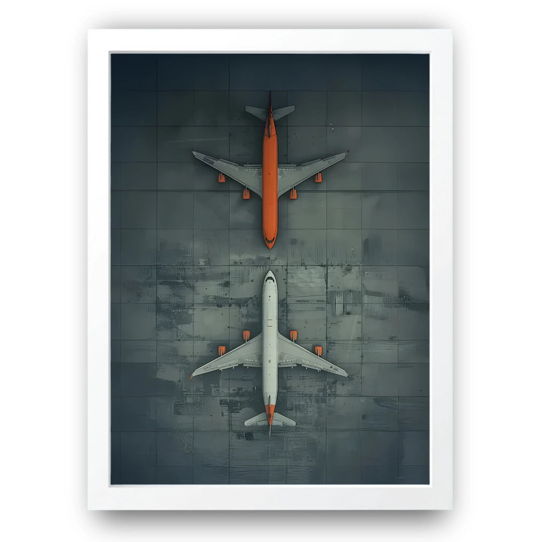 Runway travel poster in white frame
