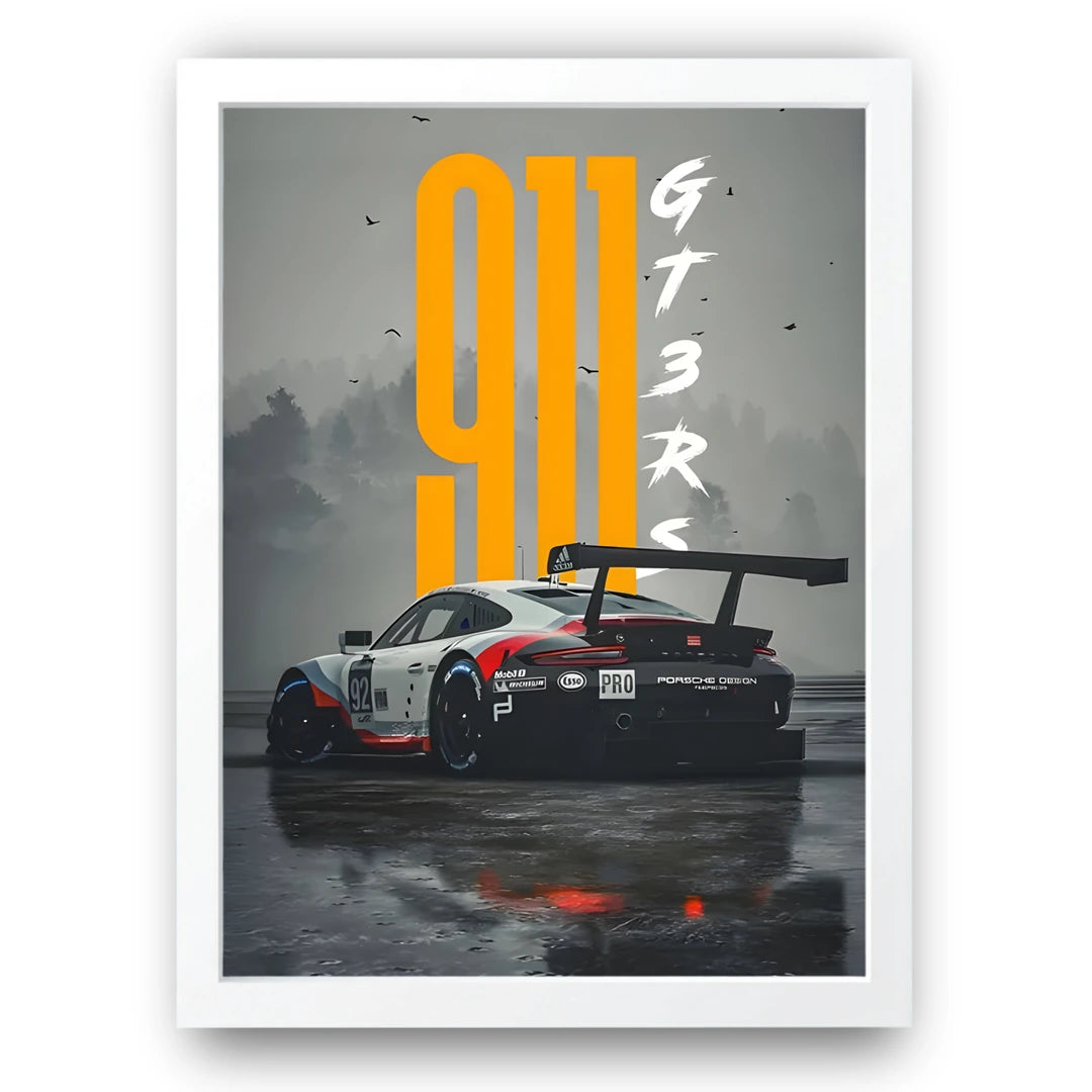 Track Weapon car poster in white frame