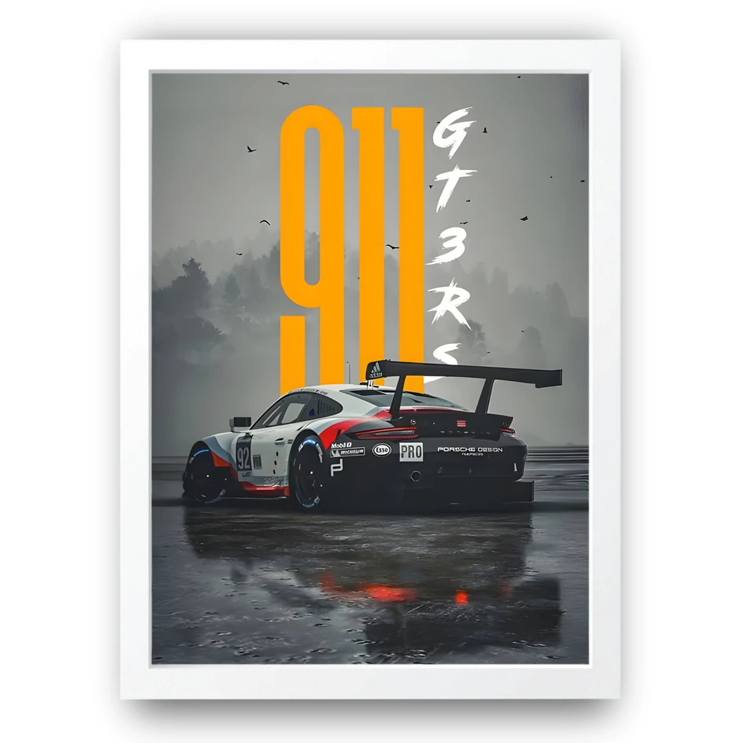 Track Weapon car poster in white frame
