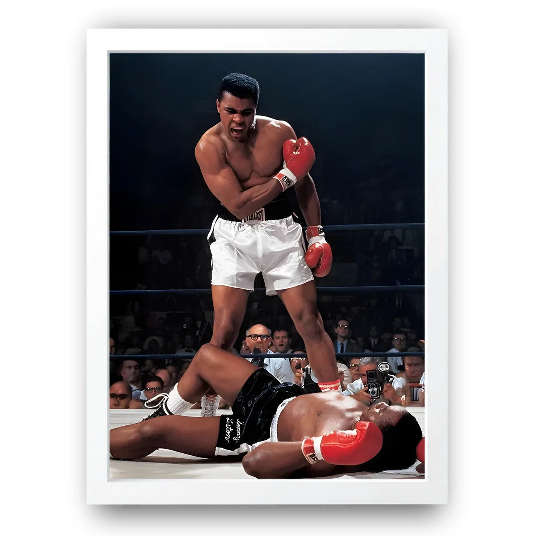The Knockout boxing poster in white frame