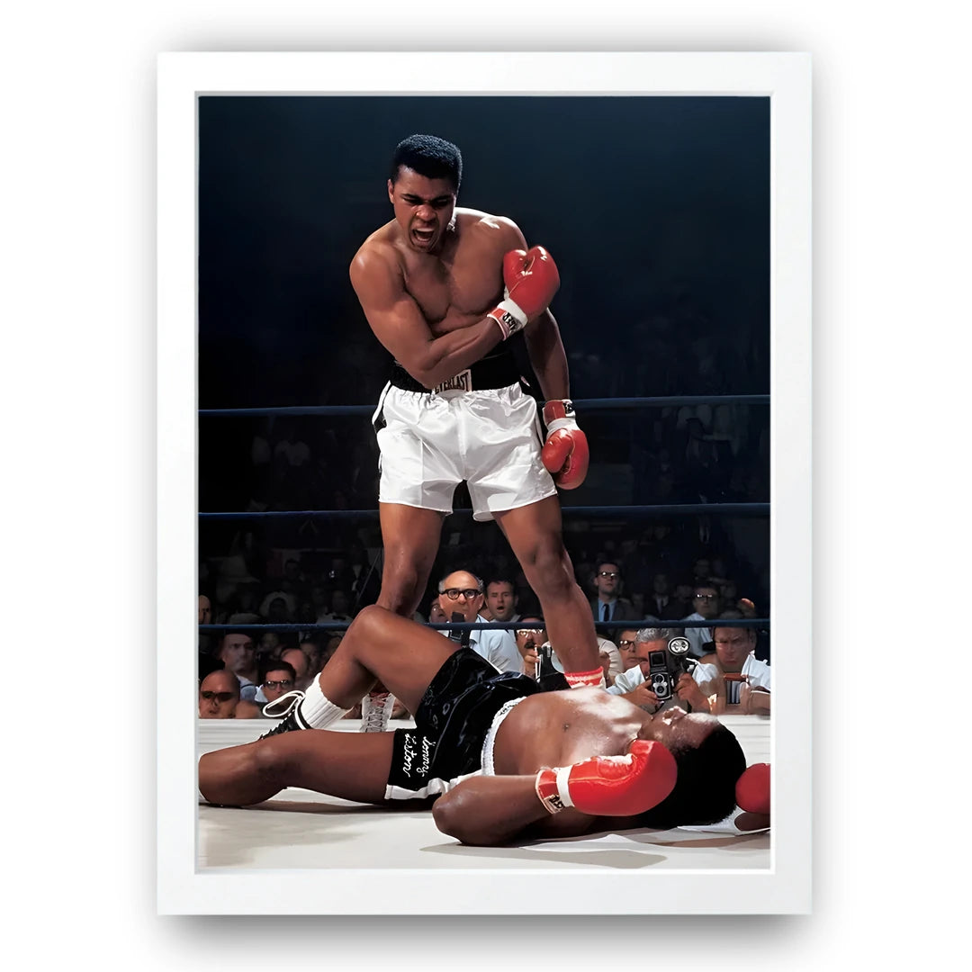 The Knockout boxing poster in white frame