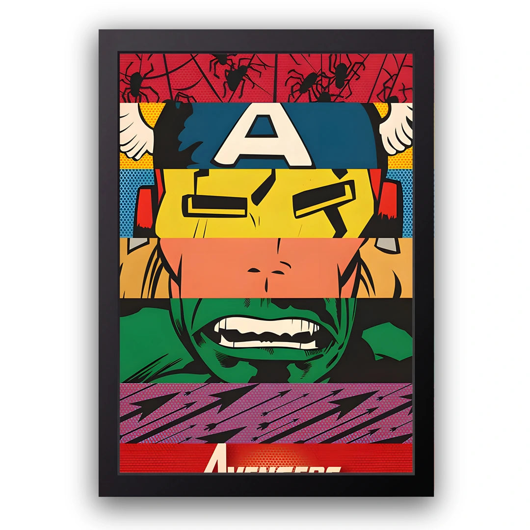 Hero Pop superhero poster in black frame