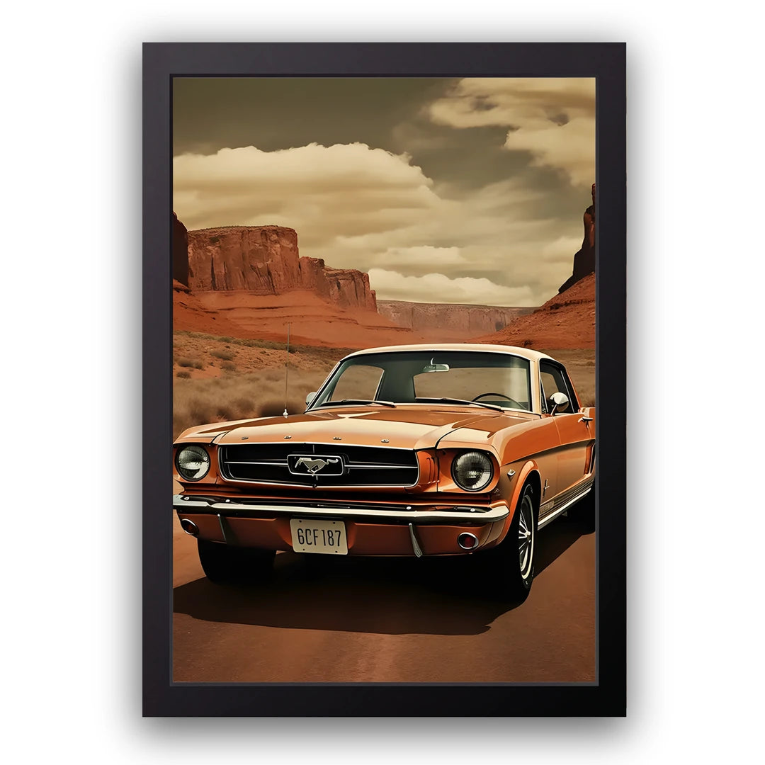 Desert Classic retro car poster in black frame
