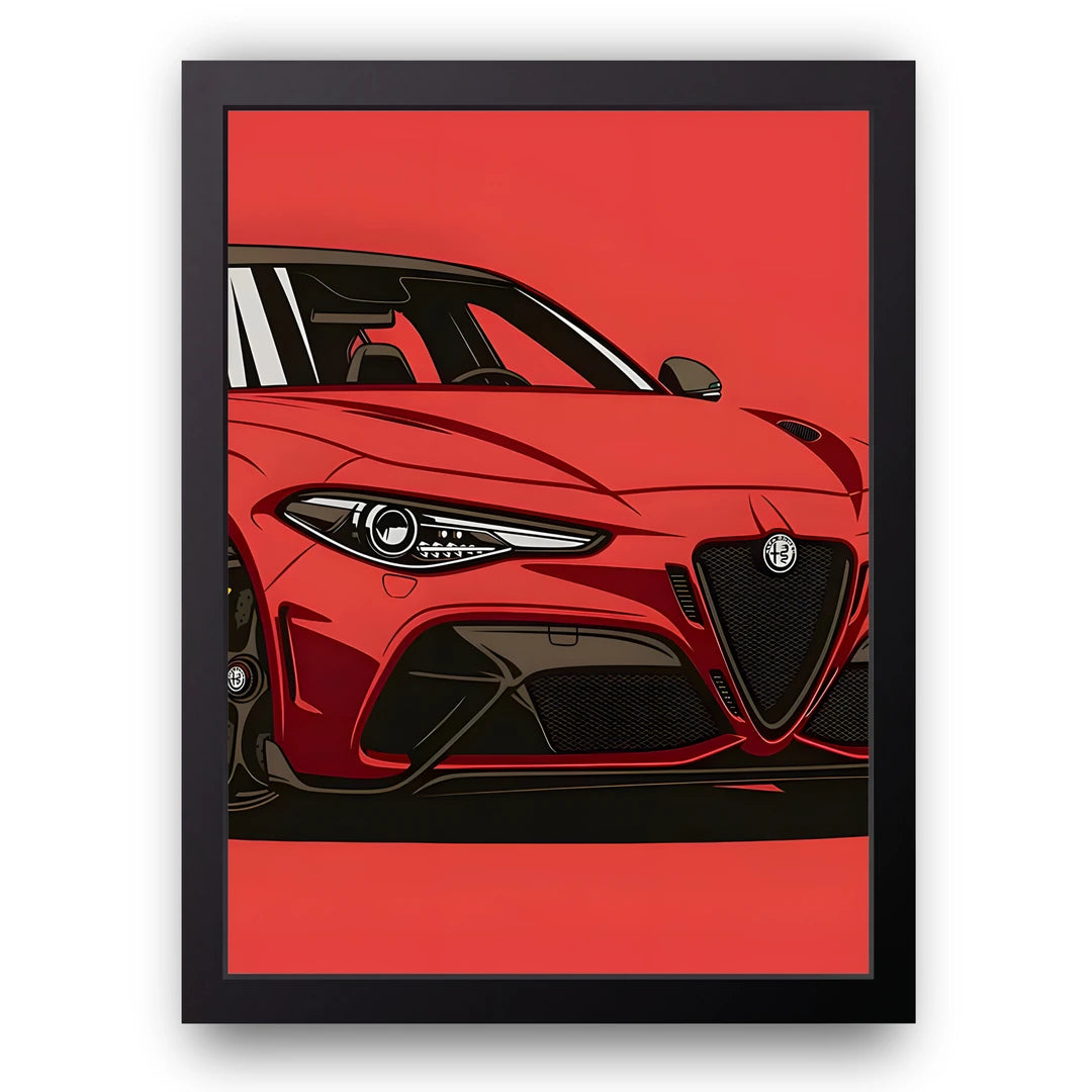 Red Coupe car poster in black frame