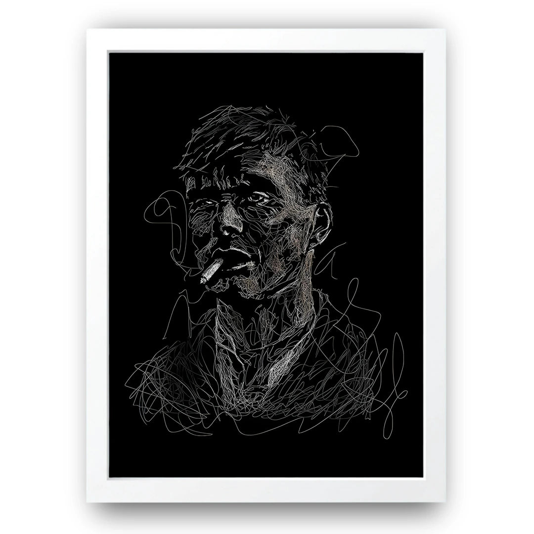 One Line Smoke line art poster in white frame