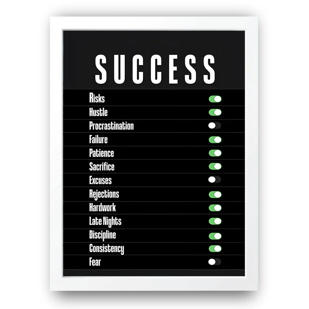 Success Switches business quote poster in white frame