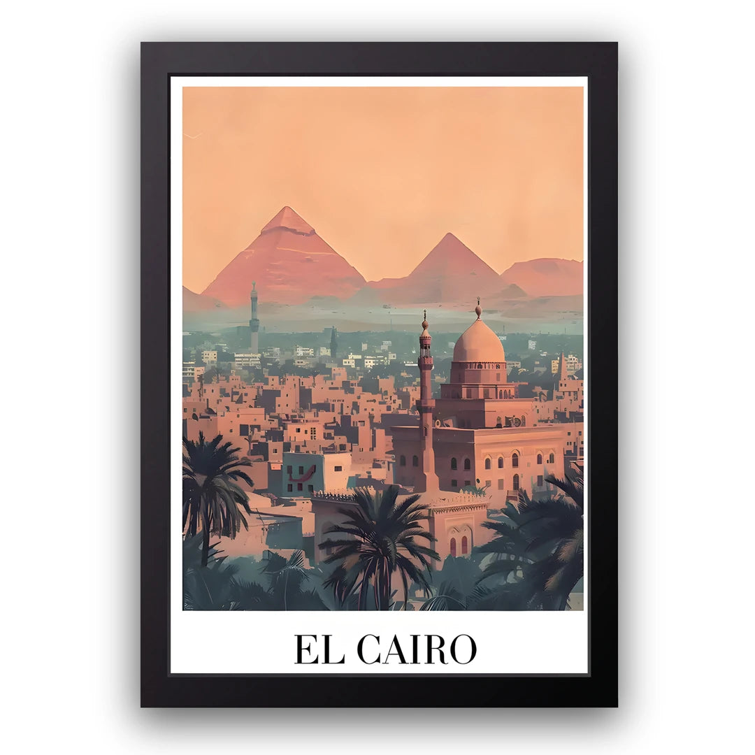 El Cairo travel poster in black frame