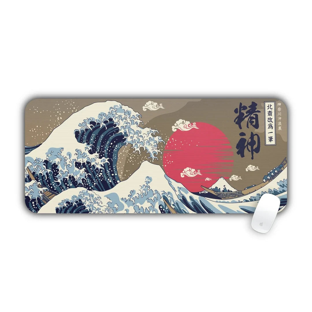 Hokusai Great Wave off Kanagawa large mouse pad 70x30