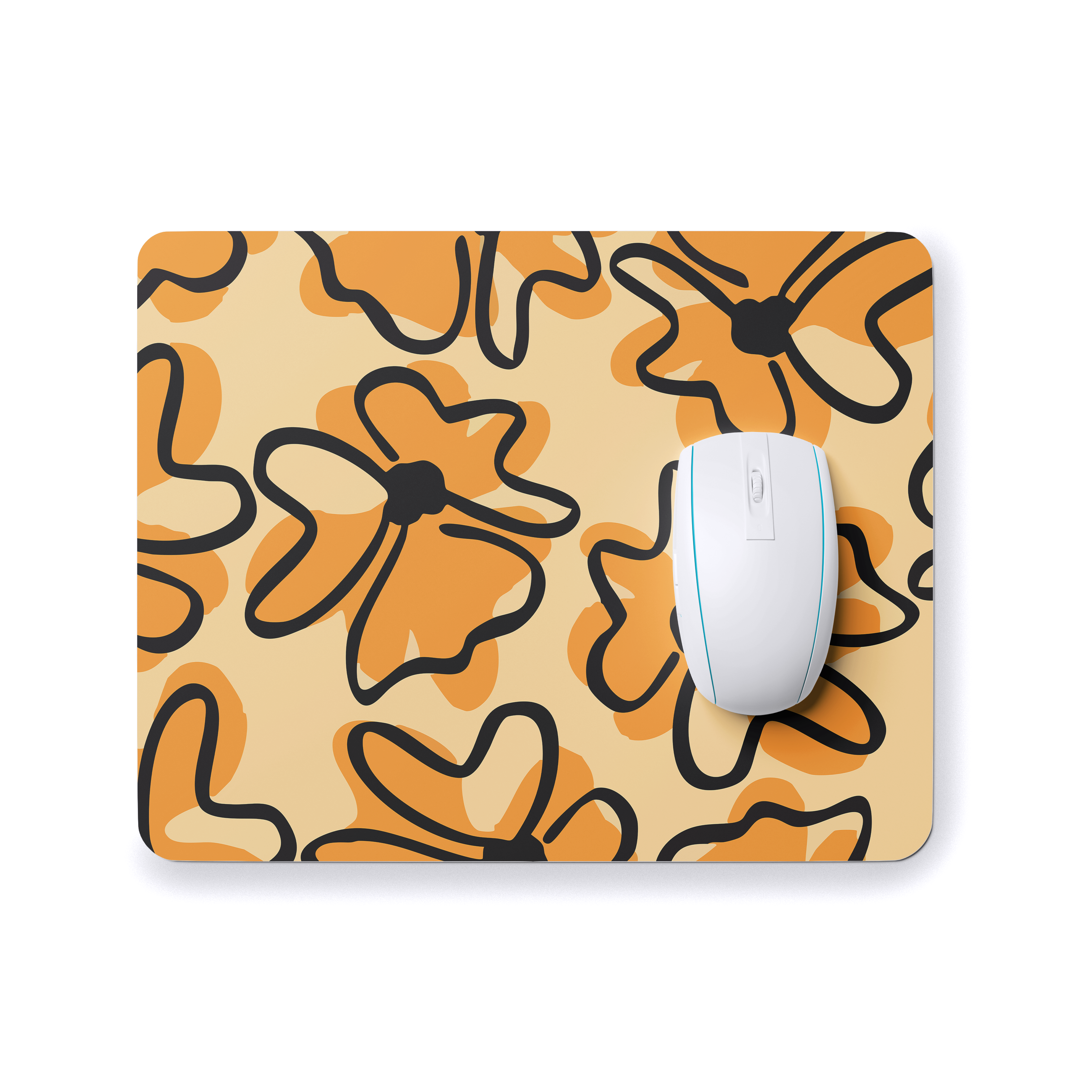 Orange Floral Mouse Pad