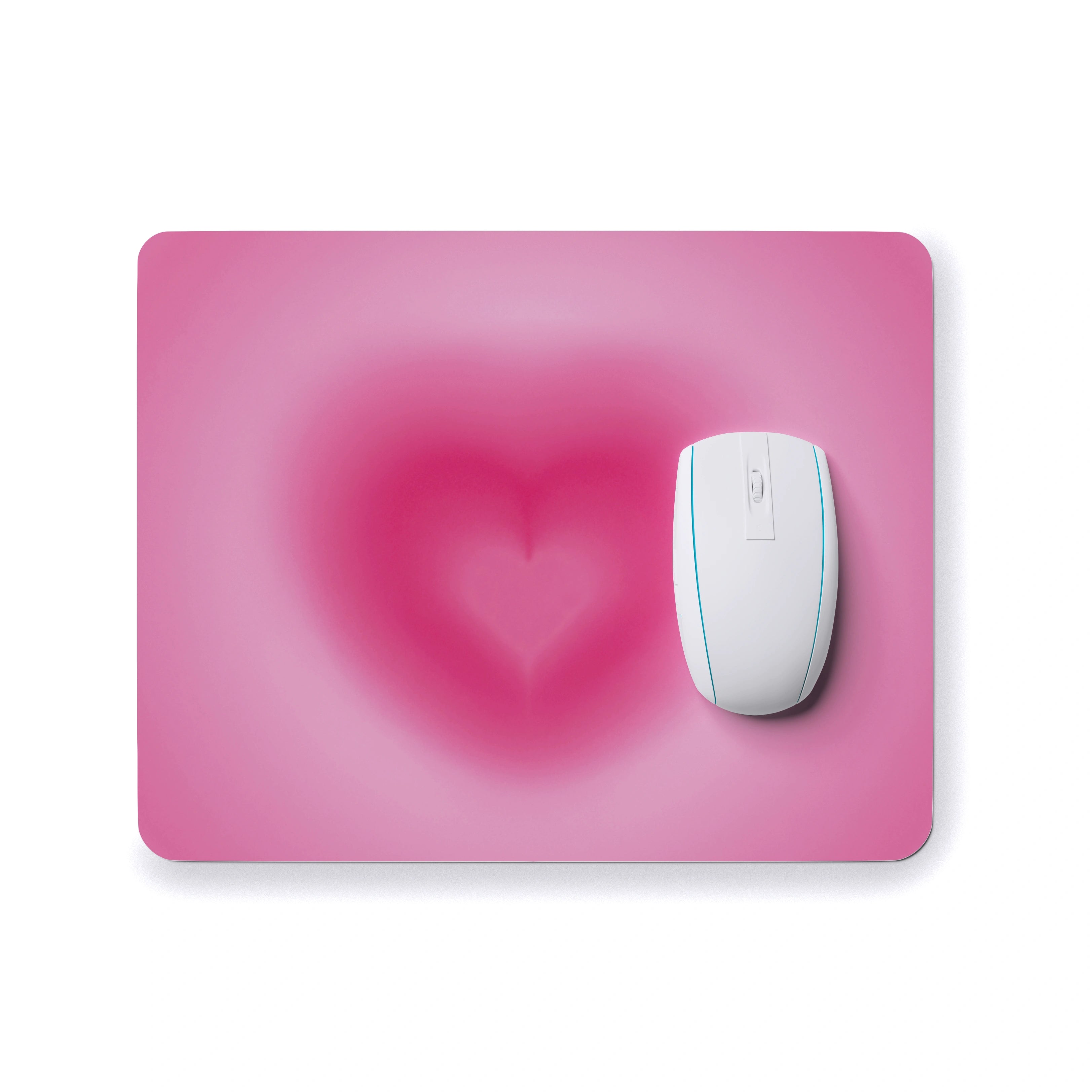 Pink mouse pad with a heart design 