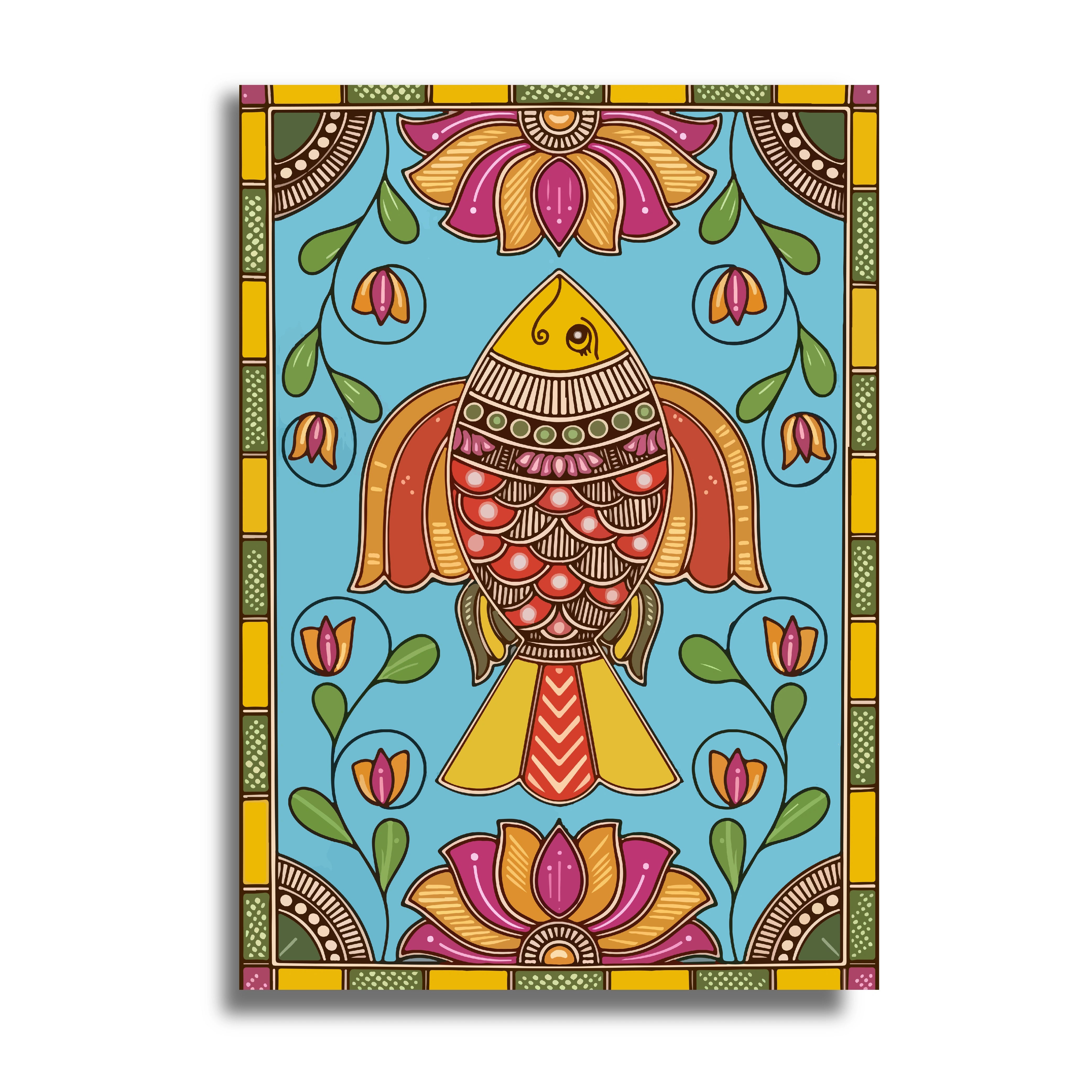 FISH IN MADHUBANI POSTER