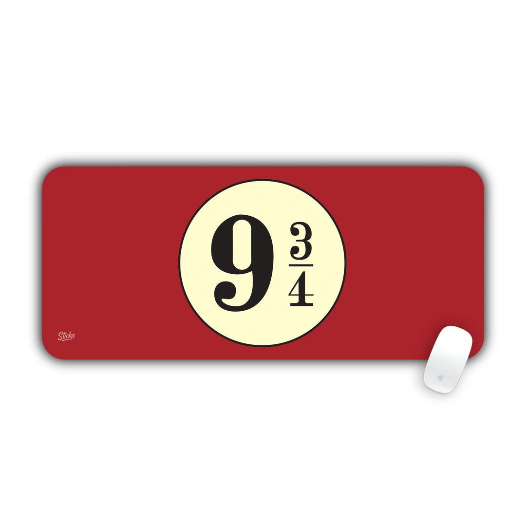 Hogwarts Express Platform 9 3/4 logo on crimson red background desk pad 70x30