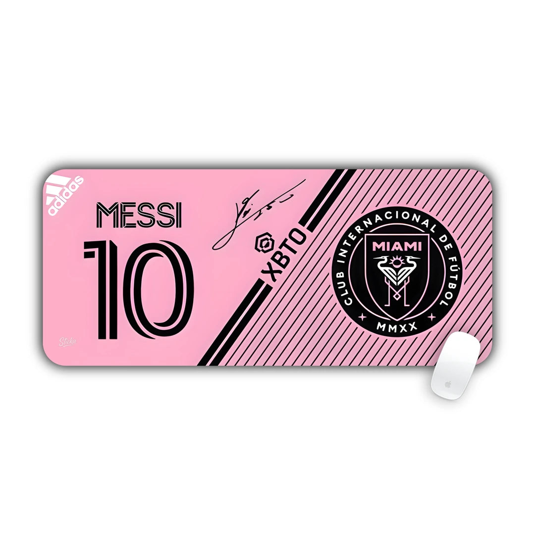 Lionel Messi number 10 Inter Miami design on signature pink background desk pad 70x30