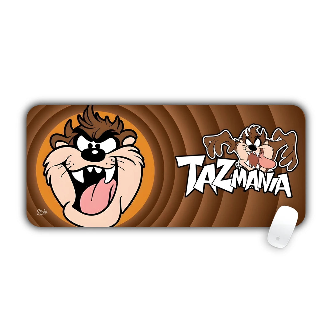 Tasmanian Devil Taz grinning inside Looney Tunes concentric rings desk pad 70x30