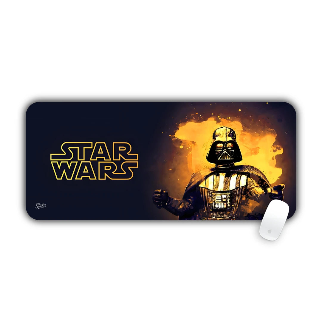 Darth Vader surrounded by fiery explosion with Star Wars logo desk pad 70x30