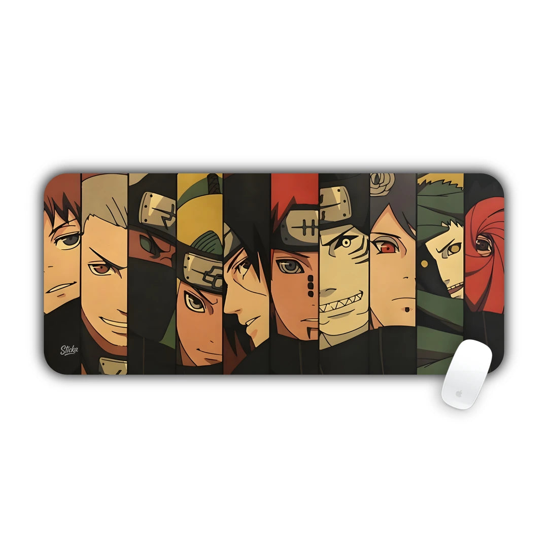Naruto Akatsuki ninja members split panel portraits in dark tones desk pad 70x30