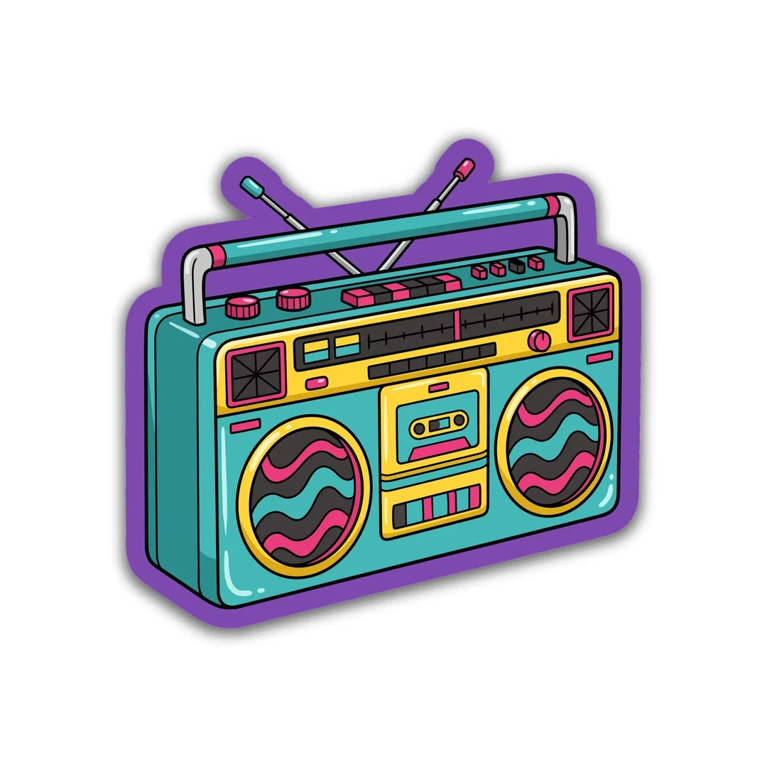Classic eighties boombox stereo with twin speakers sticker
