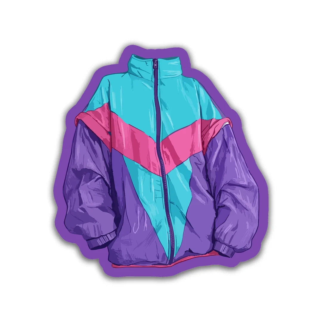 Eighties colour-block windbreaker jacket sticker